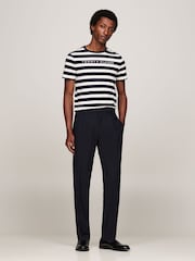 Tommy Hilfiger Blue 100% Cotton Tommy Logo Stripe T-Shirt - Image 3 of 6