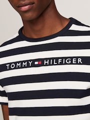 Tommy Hilfiger Blue 100% Cotton Tommy Logo Stripe T-Shirt - Image 4 of 6