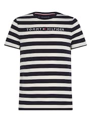 Tommy Hilfiger Blue 100% Cotton Tommy Logo Stripe T-Shirt - Image 5 of 6