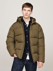 Tommy Hilfiger Green Down Hooded Puffer Jacket - Image 1 of 5