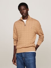 Tommy Hilfiger Natural Classic Quarter Zip Sweater - Image 1 of 6