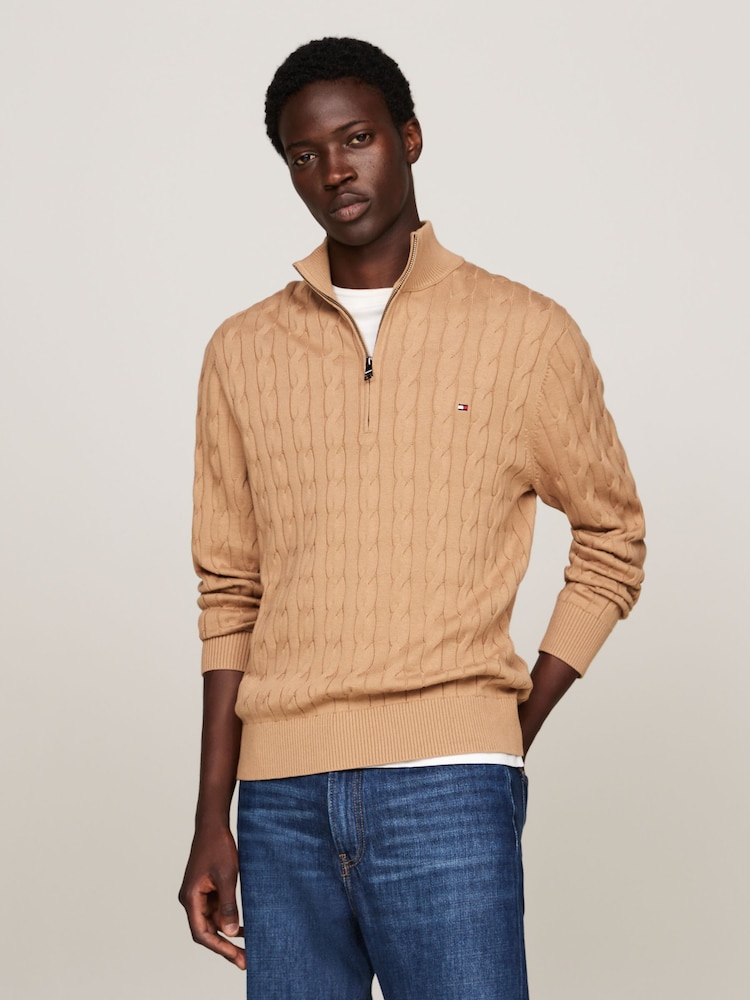 Tommy Hilfiger Natural Classic Quarter Zip Sweater - Image 1 of 6