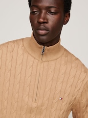 Tommy Hilfiger Natural Classic Quarter Zip Sweater - Image 3 of 6