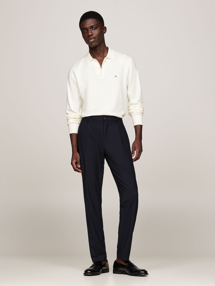 Tommy Hilfiger White Pima Cotton Cashmere Long Sleeve Polo Shirt - Image 2 of 5 Tommy Hilfiger White Pima Cotton Cashmere Long Sleeve Polo Shirt - Image 2 of 5
