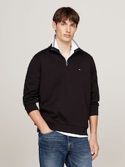 Tommy Hilfiger Black Essential Intechno Quarter Zip Sweatshirt - Image 1 of 5