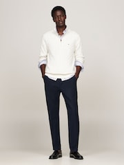 Tommy Hilfiger White Classic Quarter Zip Sweater - Image 2 of 5