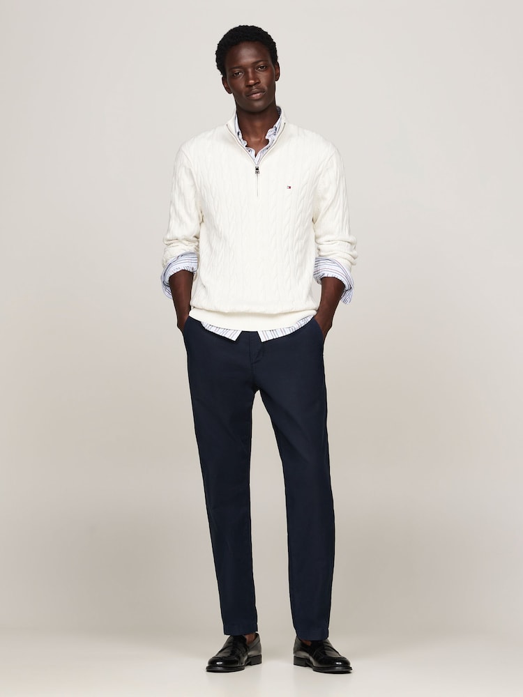 Tommy Hilfiger White Classic Quarter Zip Sweater - Image 2 of 5