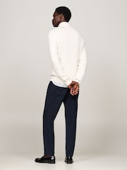 Tommy Hilfiger White Classic Quarter Zip Sweater - Image 3 of 5