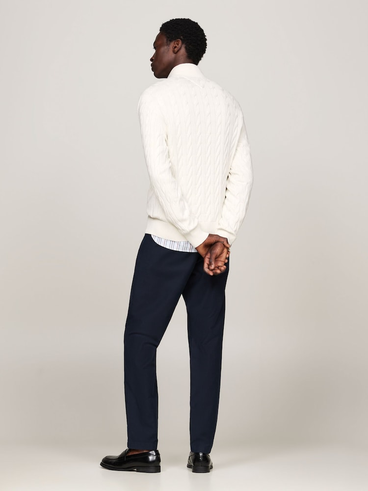 Tommy Hilfiger White Classic Quarter Zip Sweater - Image 3 of 5