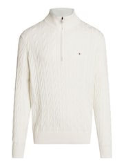 Tommy Hilfiger White Classic Quarter Zip Sweater - Image 5 of 5