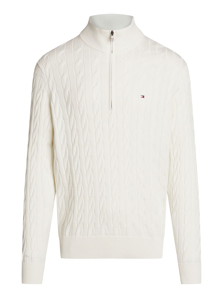 Tommy Hilfiger White Classic Quarter Zip Sweater - Image 5 of 5