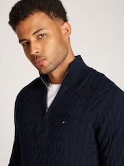Tommy Hilfiger Blue Classic Quarter Zip Sweater - Image 3 of 7