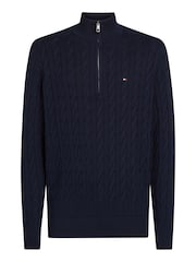 Tommy Hilfiger Blue Classic Quarter Zip Sweater - Image 5 of 7