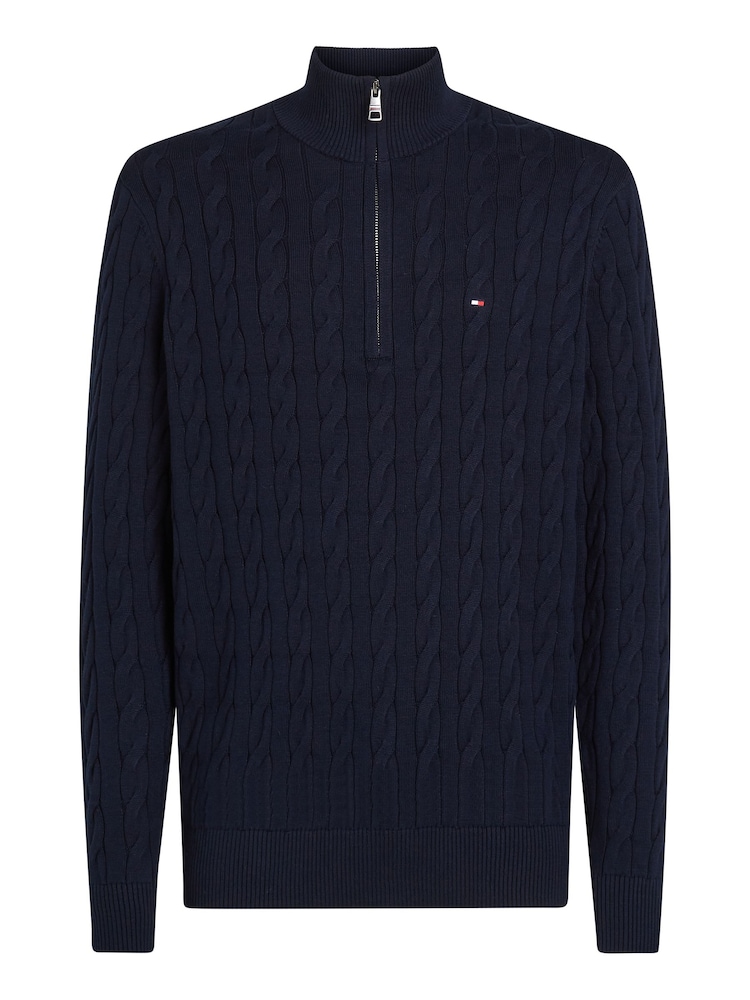 Tommy Hilfiger Blue Classic Quarter Zip Sweater - Image 5 of 7
