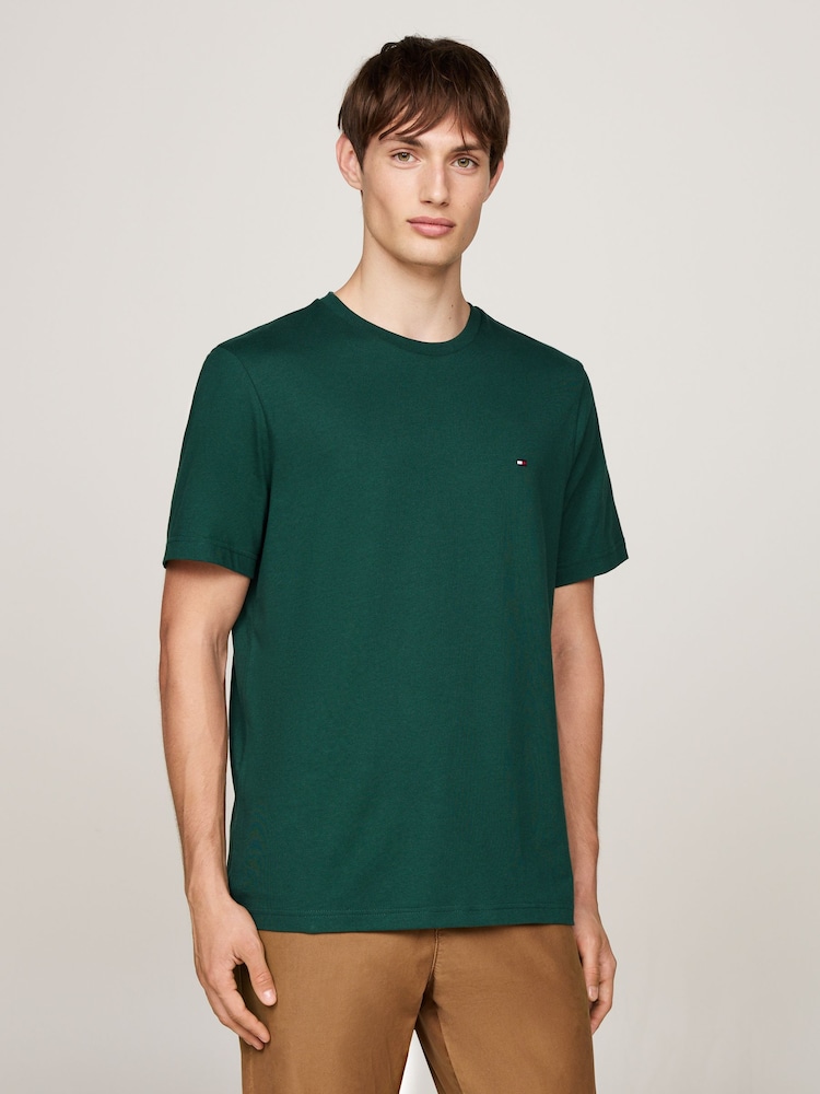 Зеленый - Футболка Tommy Hilfiger Regular Fit Essential Solid 100% хлопка - Image 1 of 5