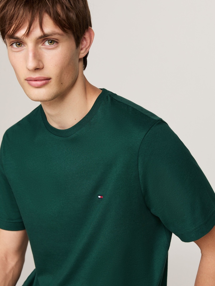 Tommy Hilfiger Green Regular Fit Essential Solid 100% Cotton T-Shirt - Image 3 of 5
