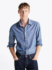 Tommy Hilfiger Blue 100% Cotton Chambray Solid Shirt - Image 1 of 5