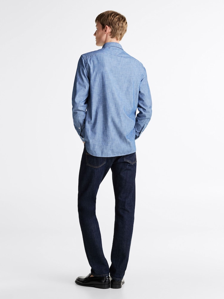Tommy Hilfiger Blue 100% Cotton Chambray Solid Shirt - Image 2 of 5