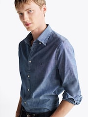 Tommy Hilfiger Blue 100% Cotton Chambray Solid Shirt - Image 3 of 5