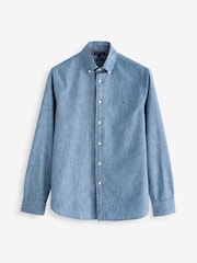 Tommy Hilfiger Blue 100% Cotton Chambray Solid Shirt - Image 5 of 5