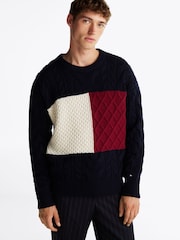 Tommy Hilfiger Blue Cable Flag Sweater - Image 1 of 7