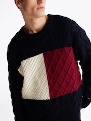 Tommy Hilfiger Blue Cable Flag Sweater - Image 4 of 7