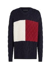 Tommy Hilfiger Blue Cable Flag Sweater - Image 5 of 7