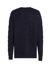 Tommy Hilfiger Blue Cable Flag Sweater - Image 6 of 7