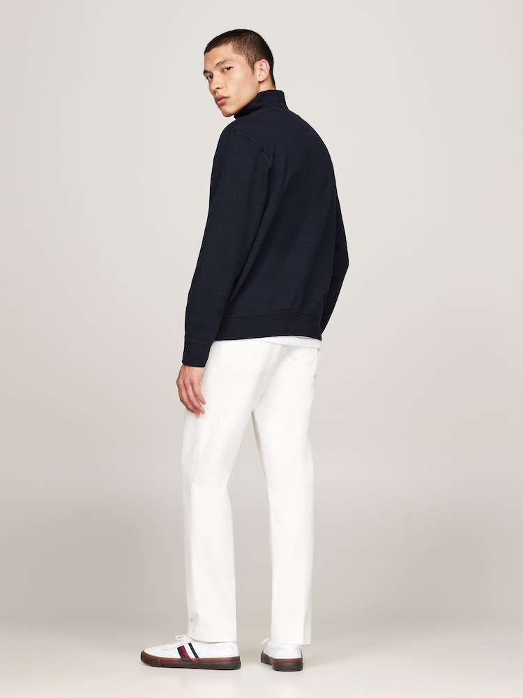 Tommy Hilfiger Blue Essential Fleece Quarter Zip Sweatshirt - Image 2 of 6
