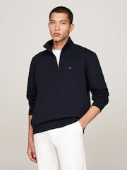 Tommy Hilfiger Blue Essential Fleece Quarter Zip Sweatshirt - Image 3 of 6