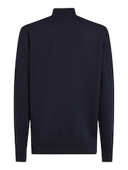 Tommy Hilfiger Blue Essential Fleece Quarter Zip Sweatshirt - Image 6 of 6