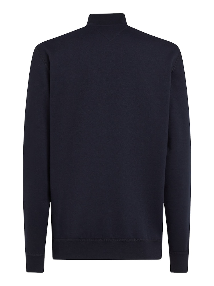Tommy Hilfiger Blue Essential Fleece Quarter Zip Sweatshirt - Image 6 of 6