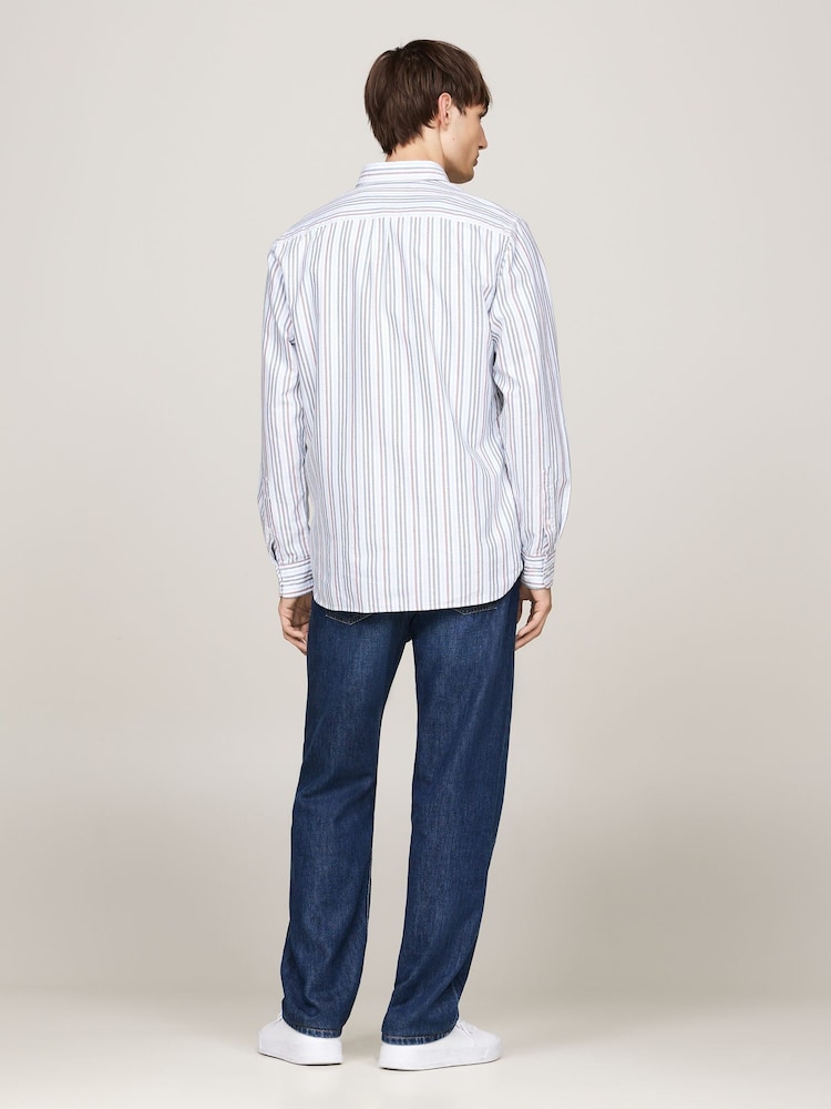 Tommy Hilfiger Blue Regular Fit Multi Stripe Oxford Shirt - Image 2 of 5