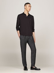 Tommy Hilfiger Black Regular Fit Long-Sleeved Liquid 100% Cotton Polo Shirt - Image 2 of 5