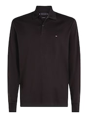 Tommy Hilfiger Black Regular Fit Long-Sleeved Liquid 100% Cotton Polo Shirt - Image 5 of 5