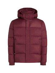 Tommy Hilfiger Red Mix Down Hooded Puffer Jacket - Image 1 of 3