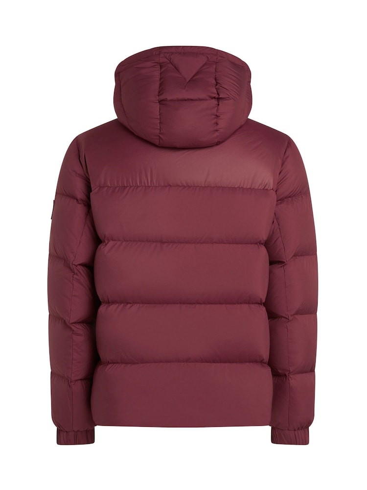 Tommy Hilfiger Red Mix Down Hooded Puffer Jacket - Image 2 of 3