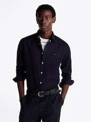 Tommy Hilfiger Blue Regular Fit Flex Brushed Solid Shirt - Image 1 of 7
