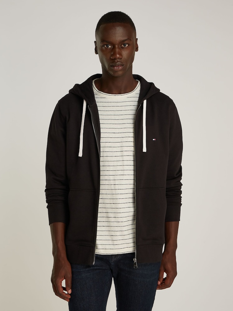 Tommy Hilfiger Black 100% Cotton Essential Terry Zip Sweatshirt - Image 1 of 6