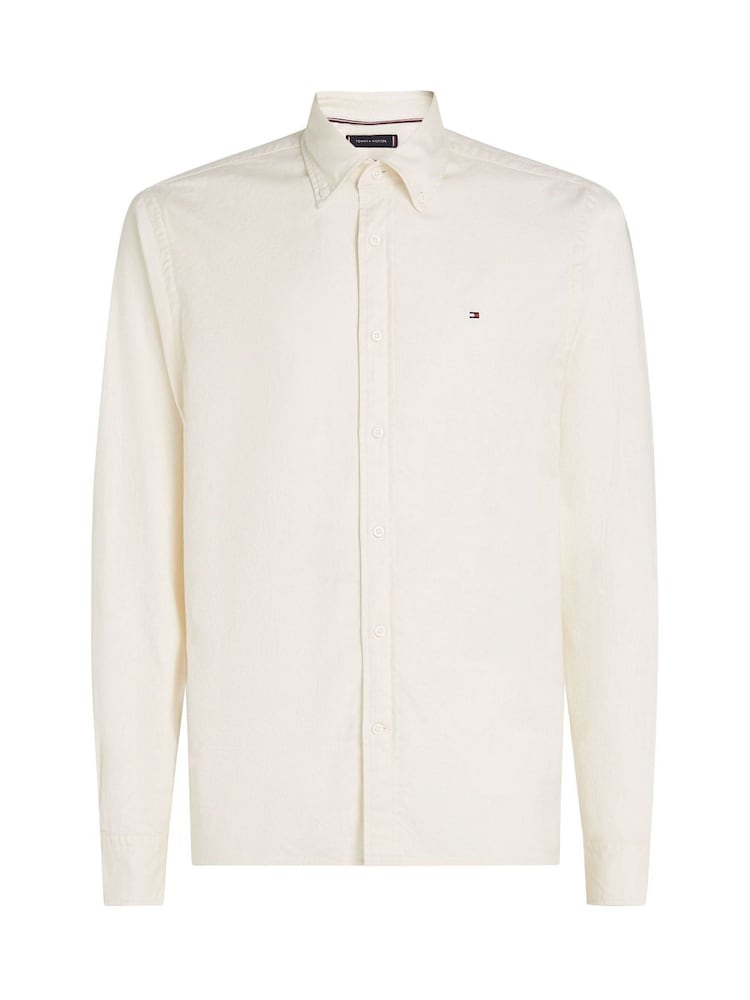 Tommy Hilfiger Cream Regular Fit Flex Brushed Solid Shirt - Image 1 of 3
