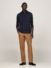 Tommy Hilfiger Blue Regular Fit Long-Sleeved Liquid 100% Cotton Polo Shirt - Image 2 of 5