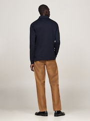 Tommy Hilfiger Blue Regular Fit Long-Sleeved Liquid 100% Cotton Polo Shirt - Image 4 of 5