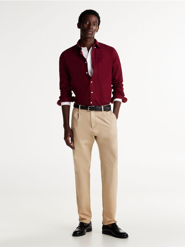 Tommy Hilfiger Red Regular Fit Flex Brushed Solid Shirt - Image 2 of 7