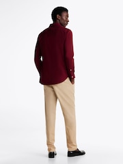Tommy Hilfiger Red Regular Fit Flex Brushed Solid Shirt - Image 3 of 7