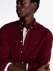 Tommy Hilfiger Red Regular Fit Flex Brushed Solid Shirt - Image 4 of 7