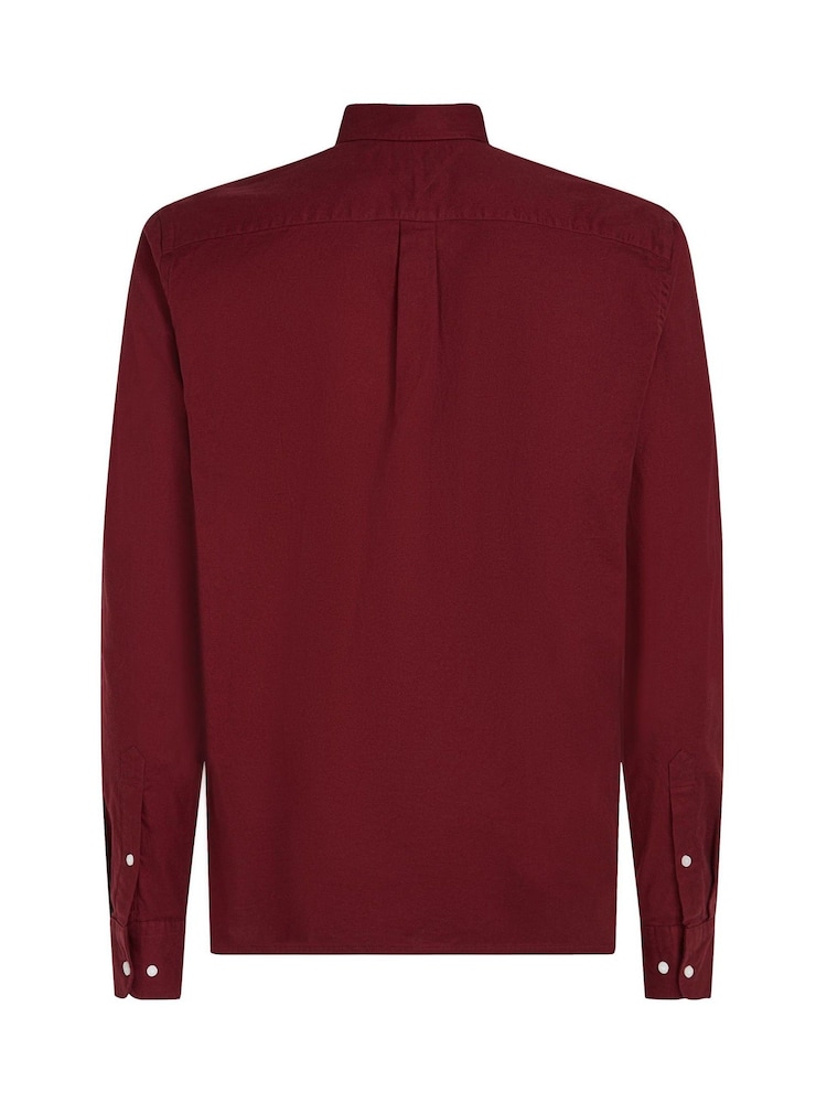 Tommy Hilfiger Red Regular Fit Flex Brushed Solid Shirt - Image 6 of 7
