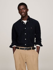 Tommy Hilfiger Blue Regular Fit Solid Corduroy 100% Cotton Shirt - Image 1 of 5