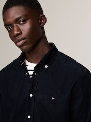 Tommy Hilfiger Blue Regular Fit Solid Corduroy 100% Cotton Shirt - Image 3 of 5
