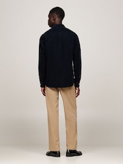 Tommy Hilfiger Blue Regular Fit Solid Corduroy 100% Cotton Shirt - Image 4 of 5
