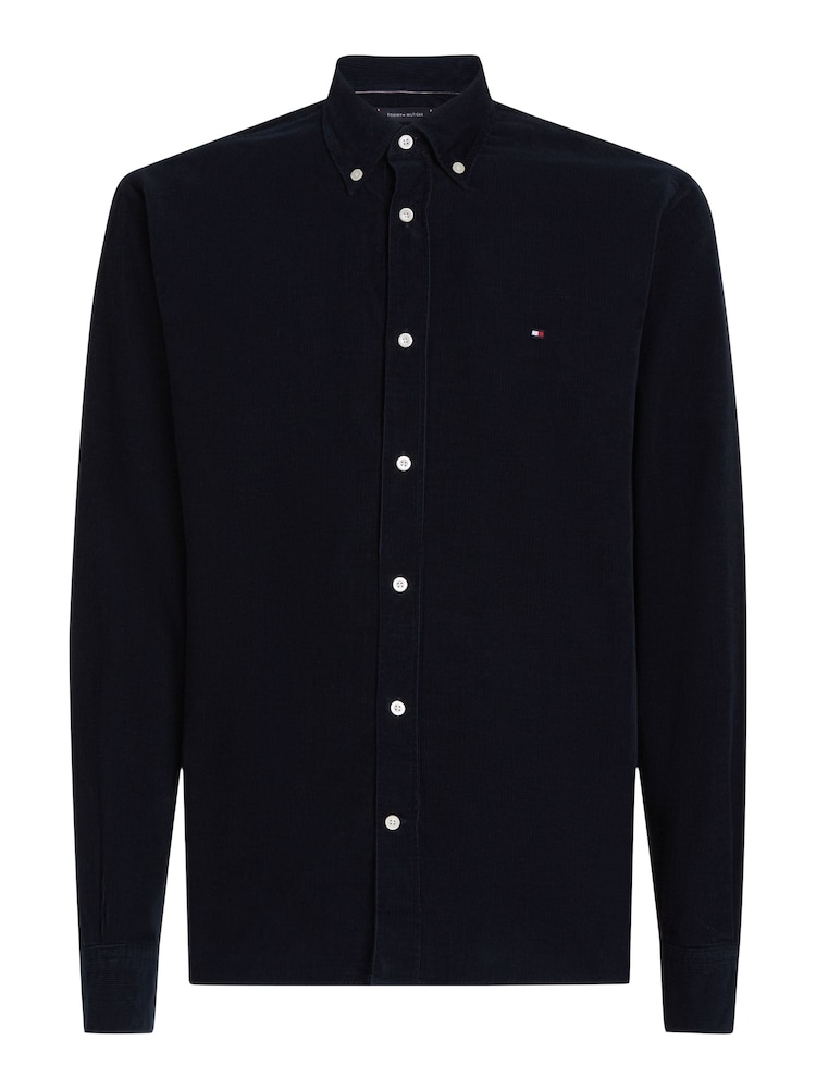 Tommy Hilfiger Blue Regular Fit Solid Corduroy 100% Cotton Shirt - Image 5 of 5